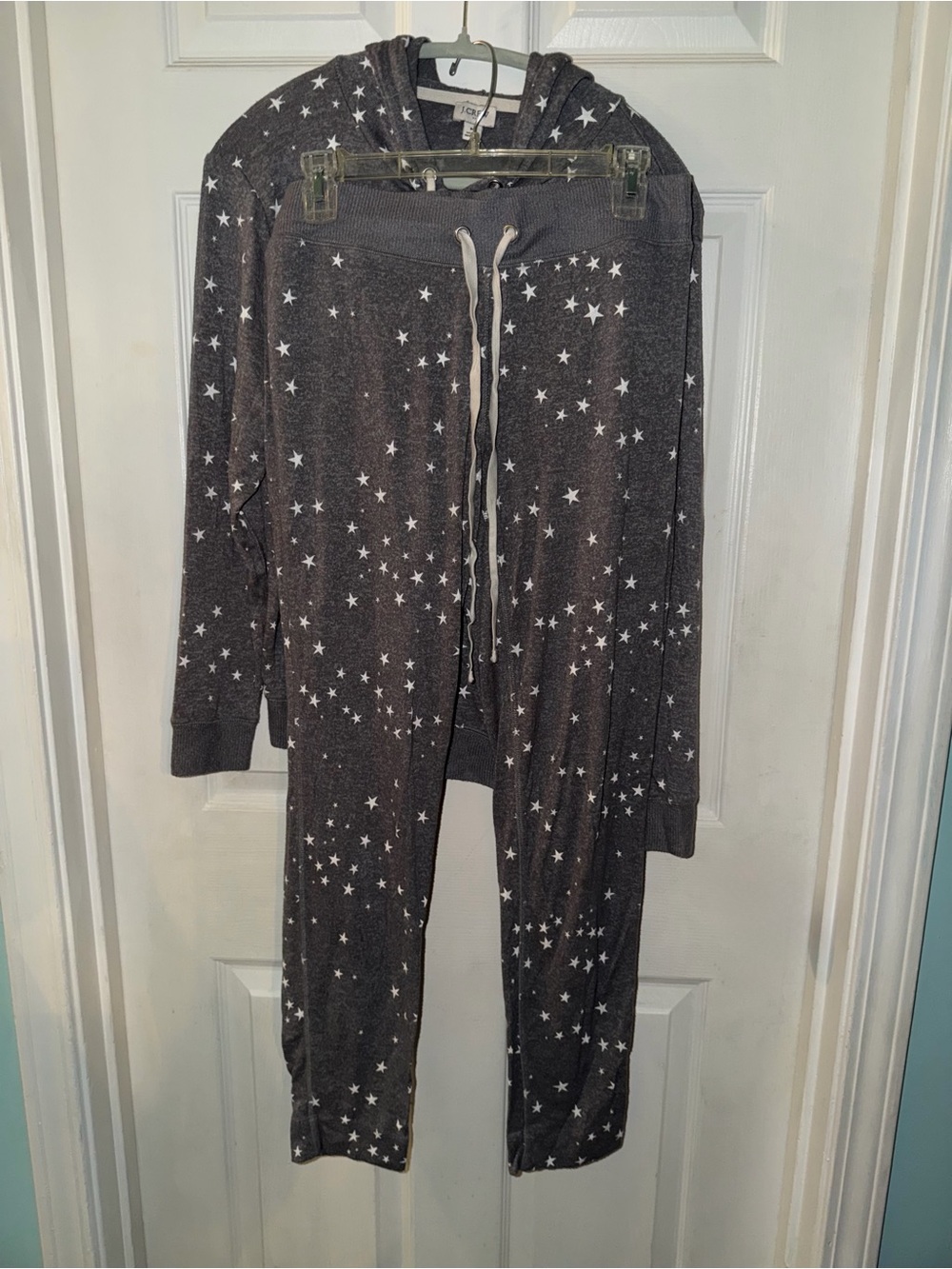 JCrew Star Print Charcoal Gray Hoodie & Jogger Set